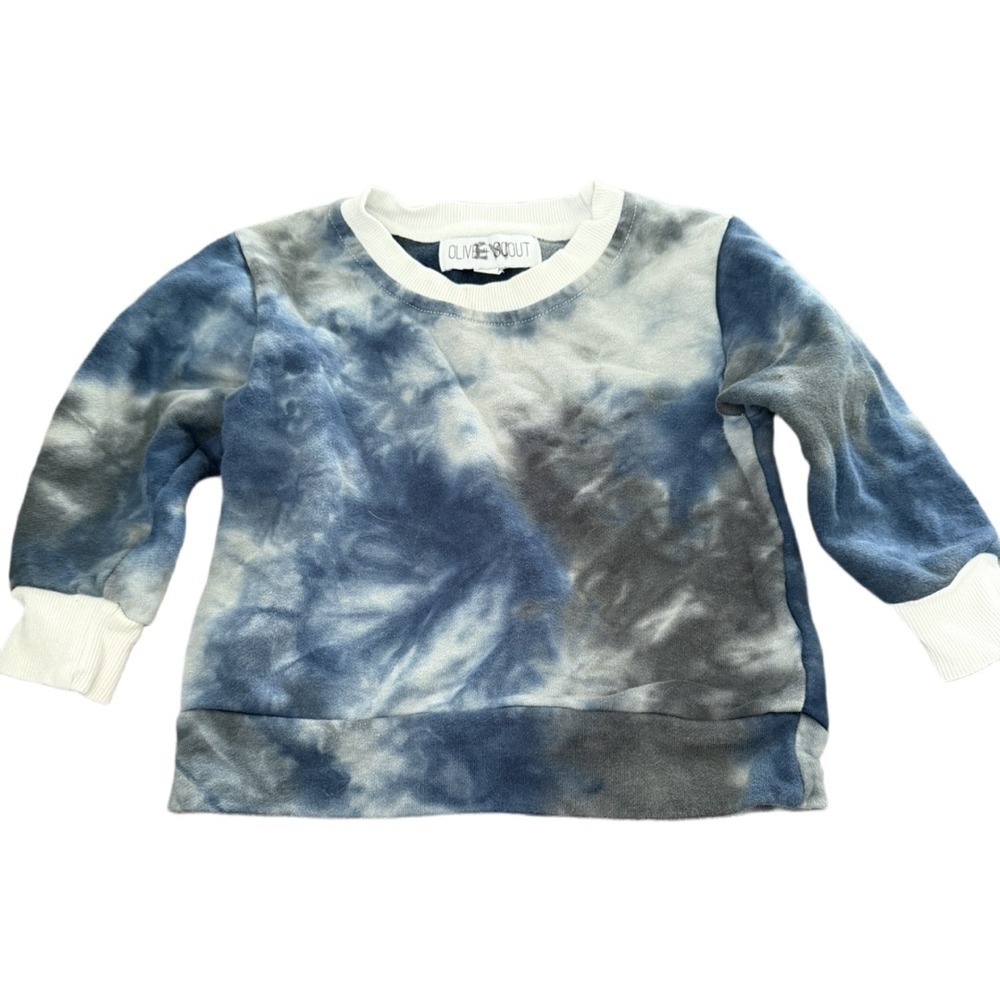 Olive + Scout Baby 18-24M Blue Gray Tie Dye 100% Cotton Sweatshirt